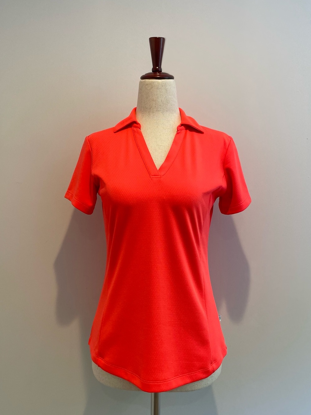 Lady Hagen Coral V-Neck Short Sleeve Polo Tee - size XS